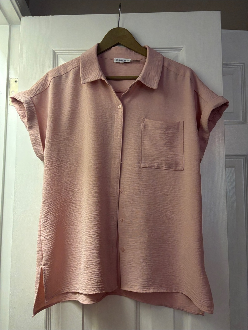 Calvin Klein Light Pink Boxy Button-Up Shirt